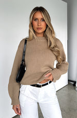 All I Need To Hear Knit Sweater Beige