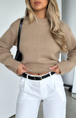 All I Need To Hear Knit Sweater Beige