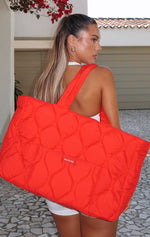 Always Moving Quilted Tote Bag Red