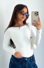 Attracted To You Long Sleeve Bodysuit White