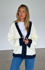 A Little Too Much Knit Cardigan Cream/Navy | White Fox Boutique US