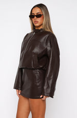 Tell Me Nothing Pu Jacket Chocolate