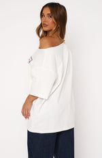 Your Favourite View Off Shoulder Oversized Tee White