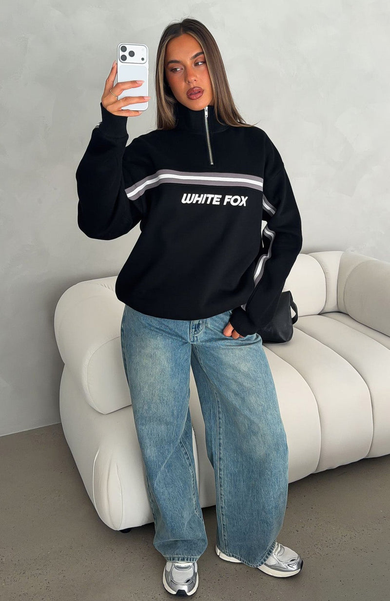 You Already Know Quarter Zip Sweater Black
