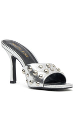 Studded Mules Silver