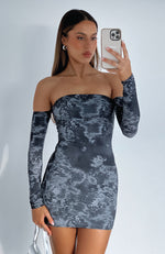 Bad Reputation Long Sleeve Mini Dress Onyx Floral
