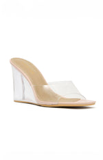 Barely There Wedges Nude Patent