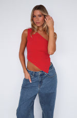 Better Myself One Shoulder Top Red