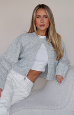 Betting On You Knit Cardigan Light Grey