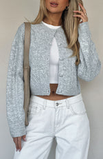 Betting On You Knit Cardigan Light Grey