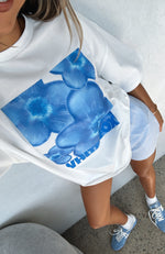 Bloom For You Oversized Tee White/Blue
