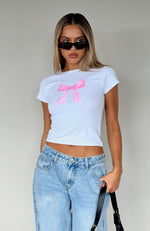 Bow On Top Baby Tee White
