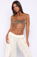 Own The Night Beaded Top Burnt Orange