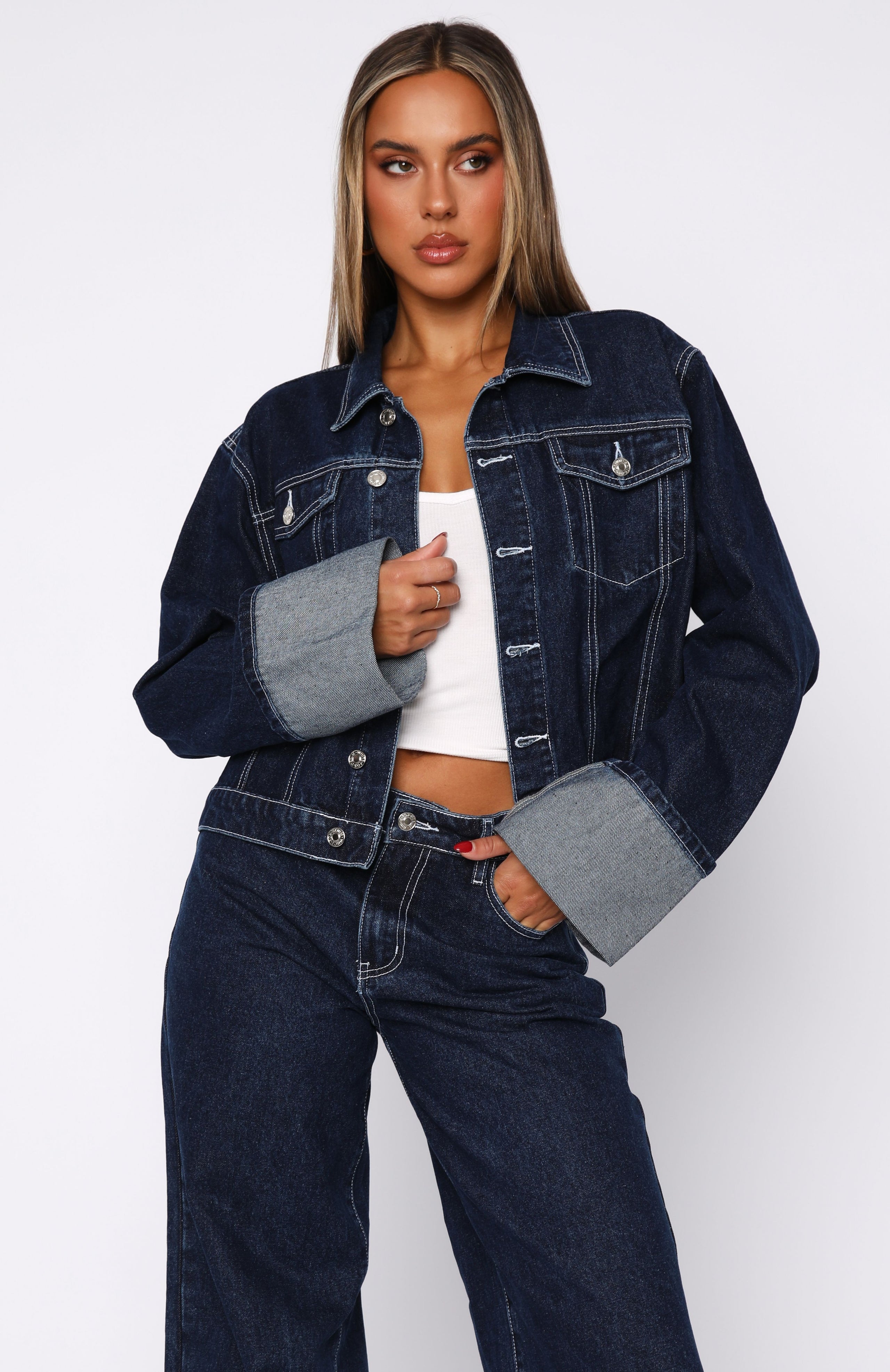 Charlotte Denim Jacket Dark Indigo | White Fox Boutique US