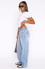 Claire Low Rise Wide Leg Jeans Light Blue