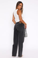 Claire Low Rise Wide Leg Jeans Black Acid