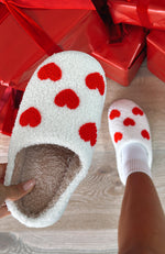 Comfy Cosy Slippers White/Red