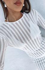 Crowded Room Long Sleeve Mini Dress White