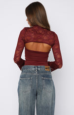 Devoted Love Long Sleeve Top Burgundy