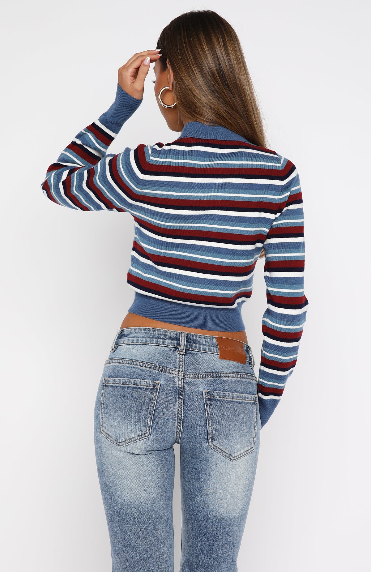 Inner Smile Stripe Knit Cardigan Skyline Borders | White Fox