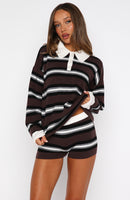 It's Ok, I'm Ok Knit Shorts Chestnut Stripe