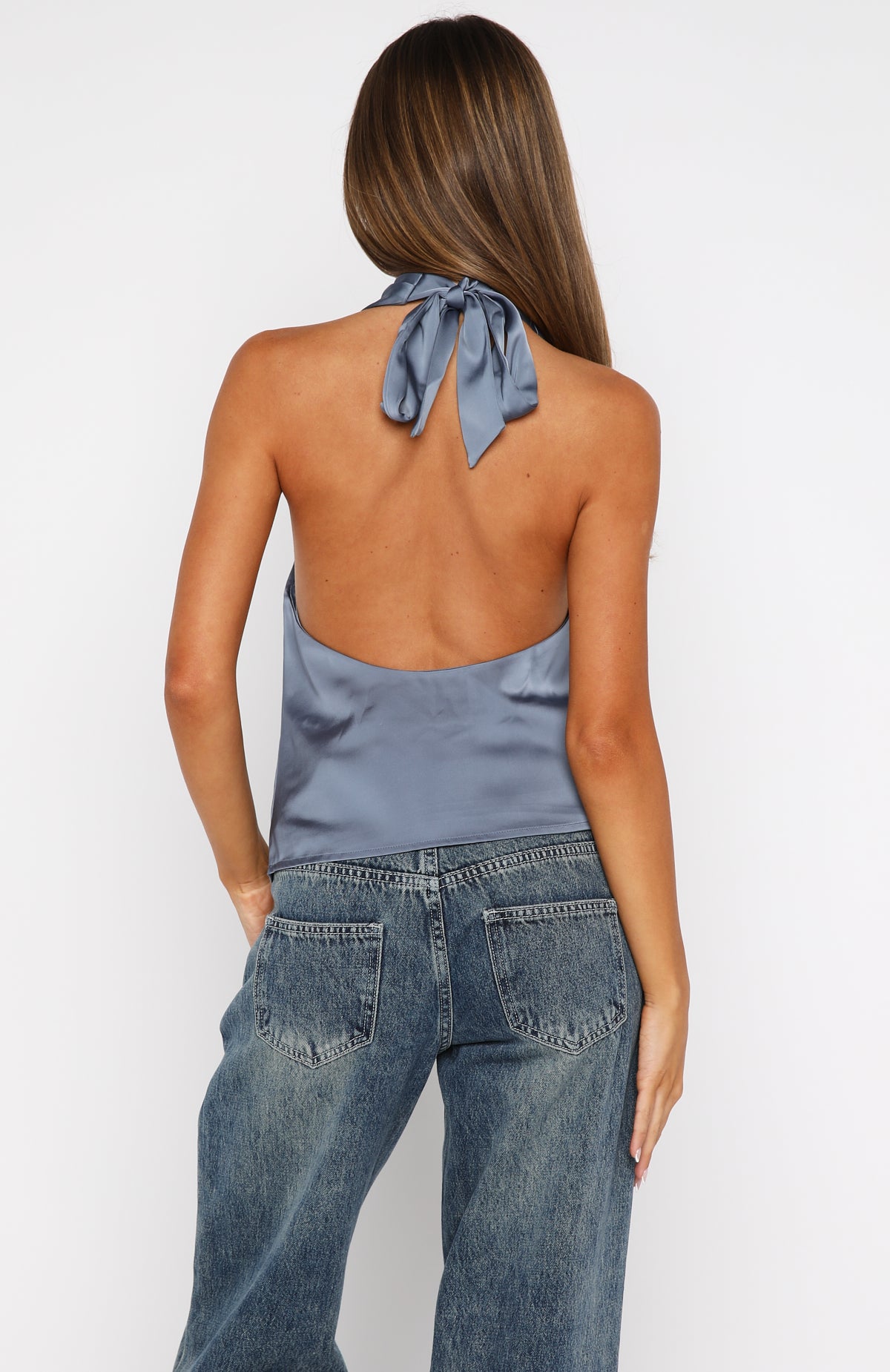 Tell Me It's Nothing Halter Top Slate Grey | White Fox Boutique US