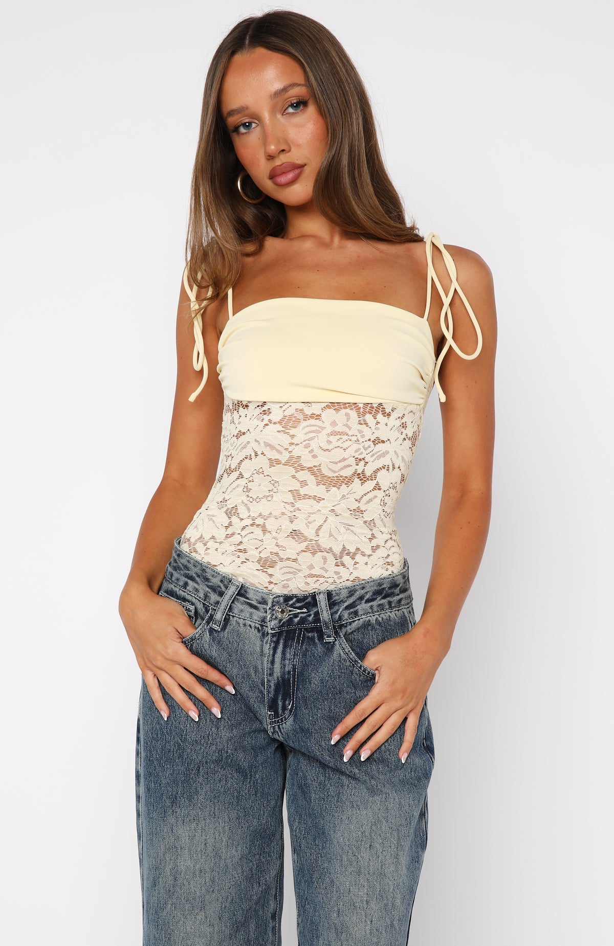 Pretty Savage Lace Bodysuit Lemon | White Fox Boutique US