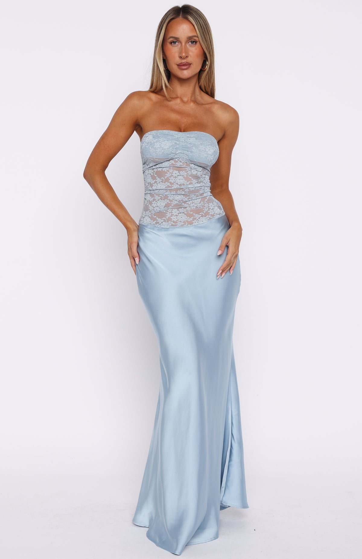 Fall In Love With You Strapless Maxi Dress Sky Blue Fall In Love With You Strapless Maxi Dress Sky Blue