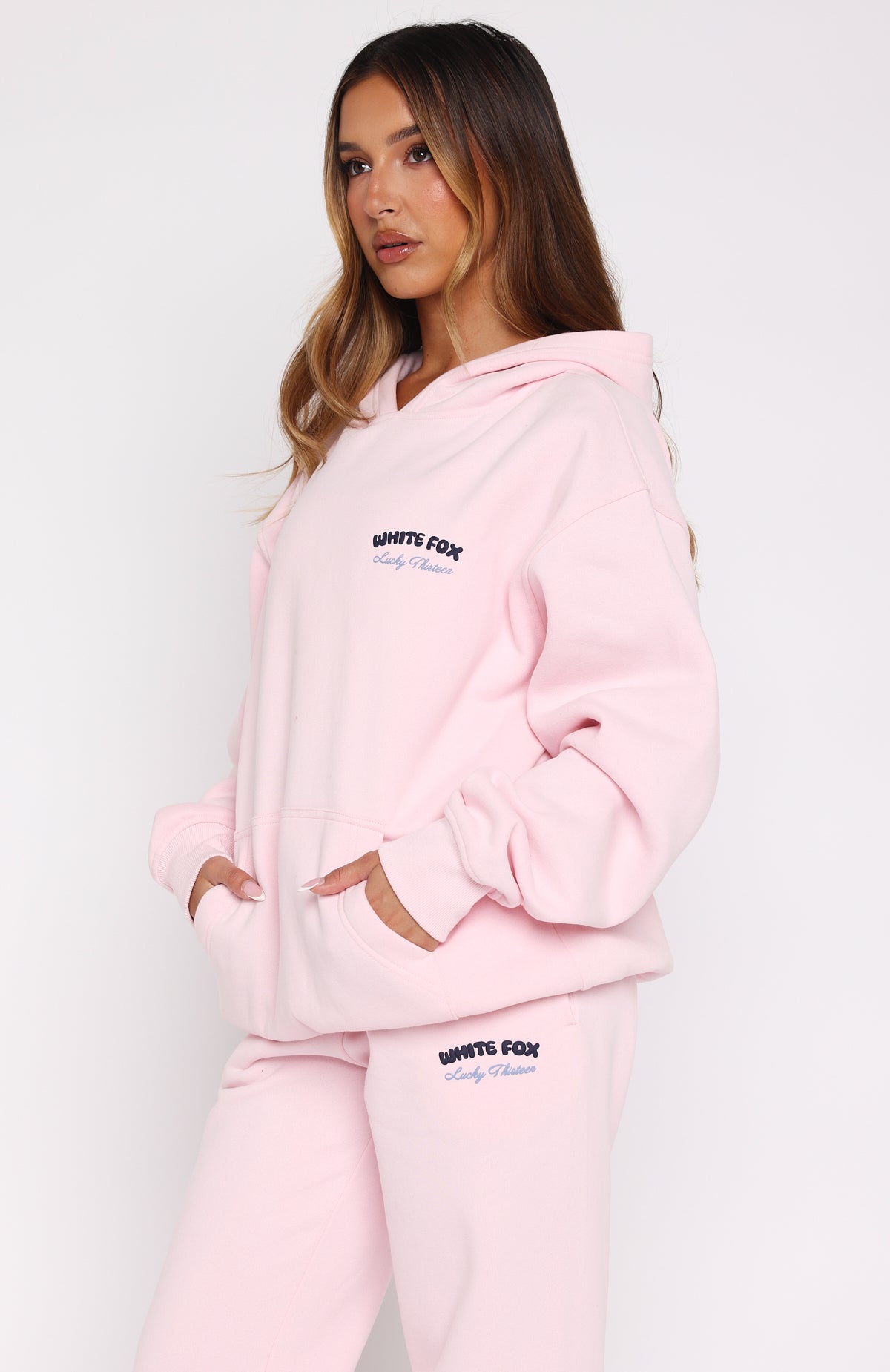 Lucky Thirteen Cheyenne Oversized Hoodie Soft Pink | White Fox