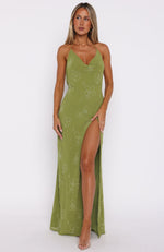 knee length dresses for ladies HACCHIC Couture Slay Green Crystal Beaded Maxi Dress