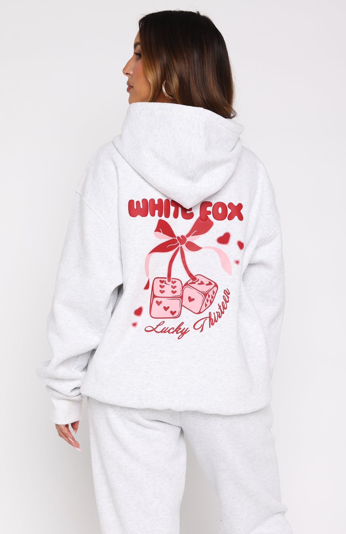LUCKY⭐︎ Lucky Thirteen Cheyenne Oversized Hoodie Grey Marle | White Fox