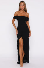 maxi off shoulder black dress Icon In Motion Off Shoulder Maxi Dress Black