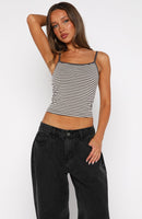 Just Let It Go Singlet Charcoal/White Stripe