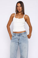 Holding On To You Lace Trim Top White