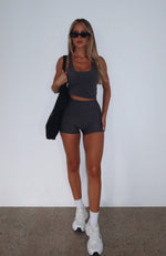 Stronger High Waisted Shorts 3" Charcoal