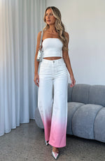 pink white bodysuit, denim jeans pants and makeup - image #6391830 on