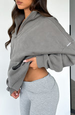 Doing It For You Zip Front Sweater Smokey Olive