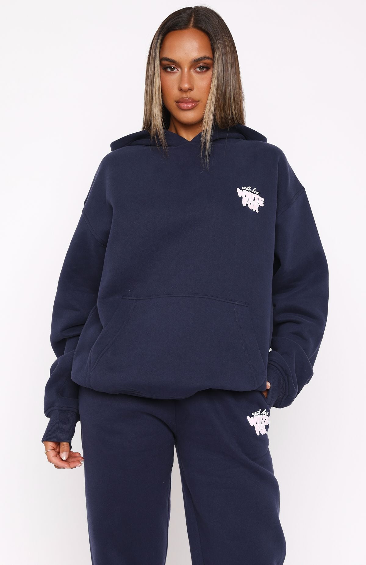 With Love Always Oversized Hoodie Navy | White Fox Boutique US