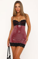 Brodie Sequin Mini Dress Wine