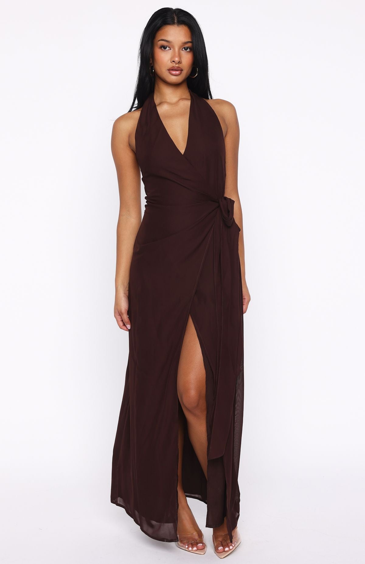 How I Feel Halter Maxi Dress Chocolate How I Feel Halter Maxi Dress Chocolate