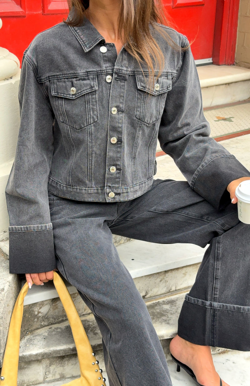 Charlotte Denim Jacket Black Acid Wash