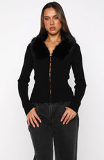 All Bundled Up Knit Cardigan Black | White Fox Boutique US