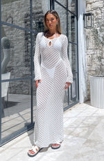Embrace It All Long Sleeve Maxi Dress Off White