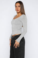 Whisper To You Long Sleeve Top Grey Marle