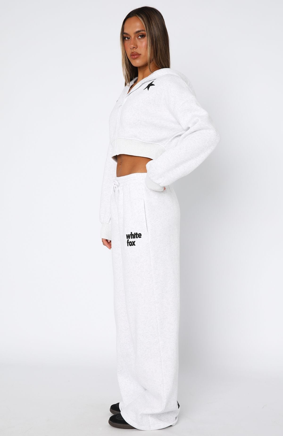 From The Archives Charli Wide Leg Sweatpants Grey Marle | White