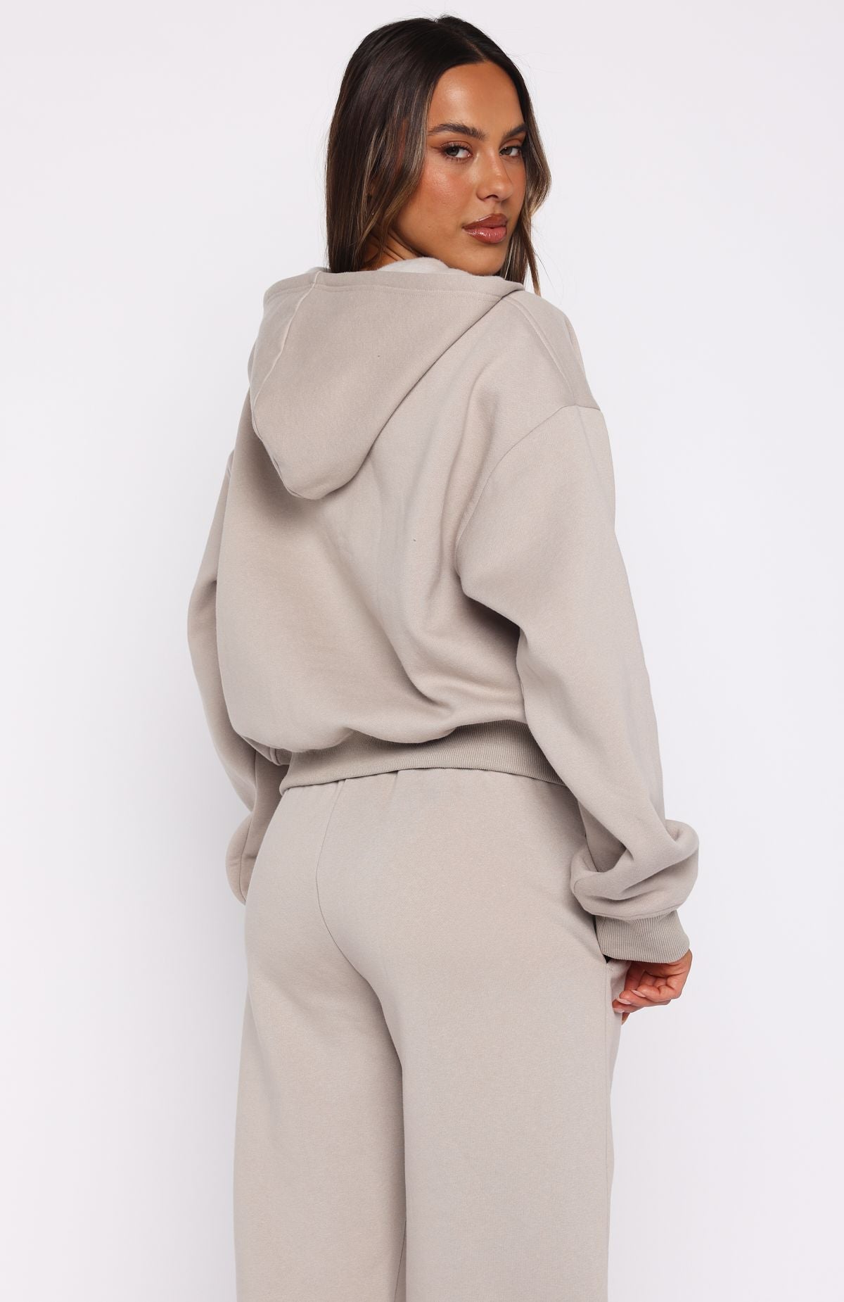 From The Archives Kenzie Boxy Zip Front Hoodie Moon | White Fox