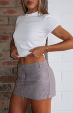 Business Per Usual Mini Skirt Grey