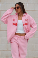 Ready To Go Zip Front Hoodie Pink