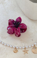 Floral Charm Hair Clip Burgundy