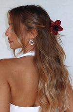 Floral Charm Hair Clip Burgundy